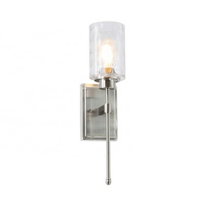 Wall Lamp Modern Clear Glass Brushed Nickel Single Bulb E26 Bathroom Vanity Lights