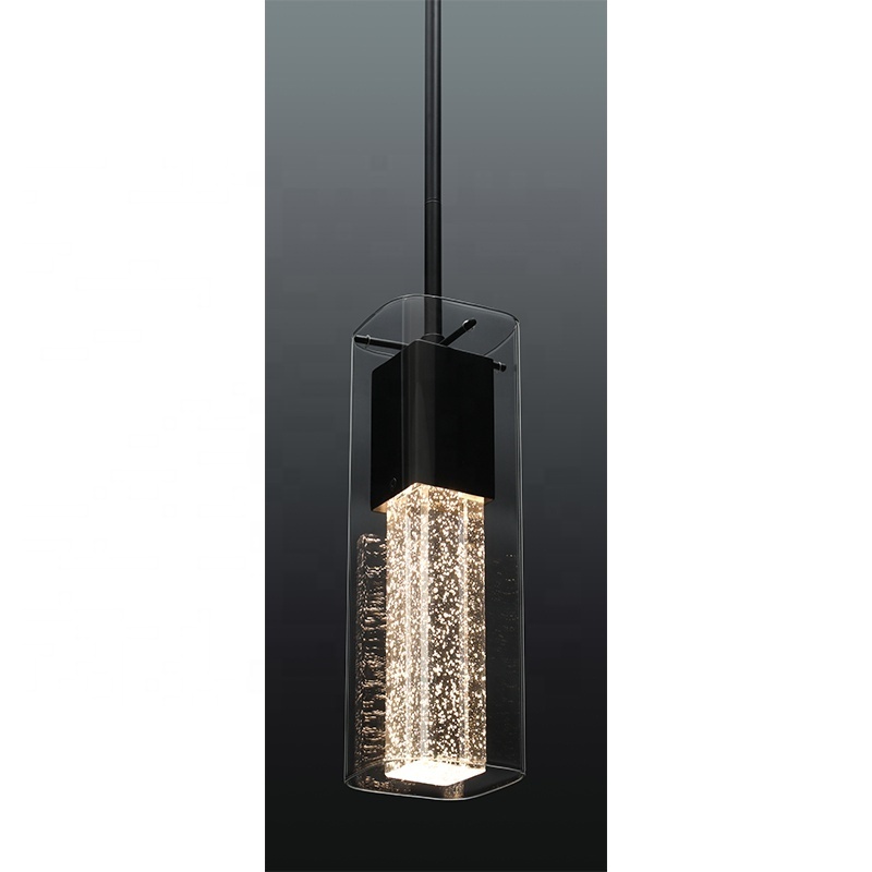 Crystal Cord Pendant Lighting Black Mini Pendant Hanging Ceiling Light Fixture for Kitchen Bar