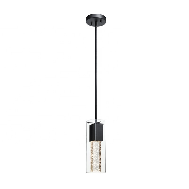 Crystal Cord Pendant Lighting Black Mini Pendant Hanging Ceiling Light Fixture for Kitchen Bar