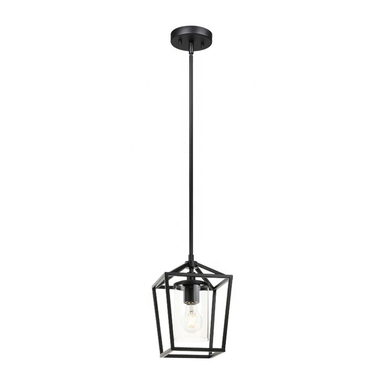 Hot Sell Pendant Lighting Modern Farmhouse Black Adjustable Hanging Lantern Pendant Light for Kitchen Hallway Dining Room