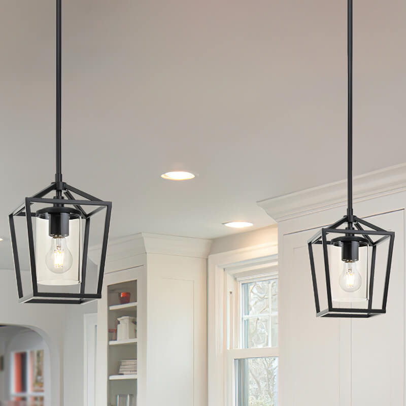 Hot Sell Pendant Lighting Modern Farmhouse Black Adjustable Hanging Lantern Pendant Light for Kitchen Hallway Dining Room