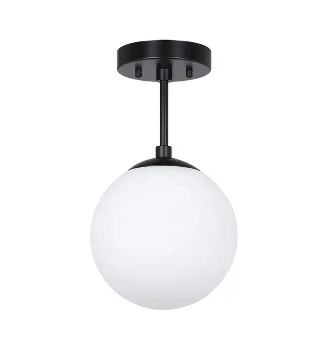 1 Light Globe Ceiling Light Matte Black Finish Indoor Semi Flush Mount Ceiling Light for Home Decorate