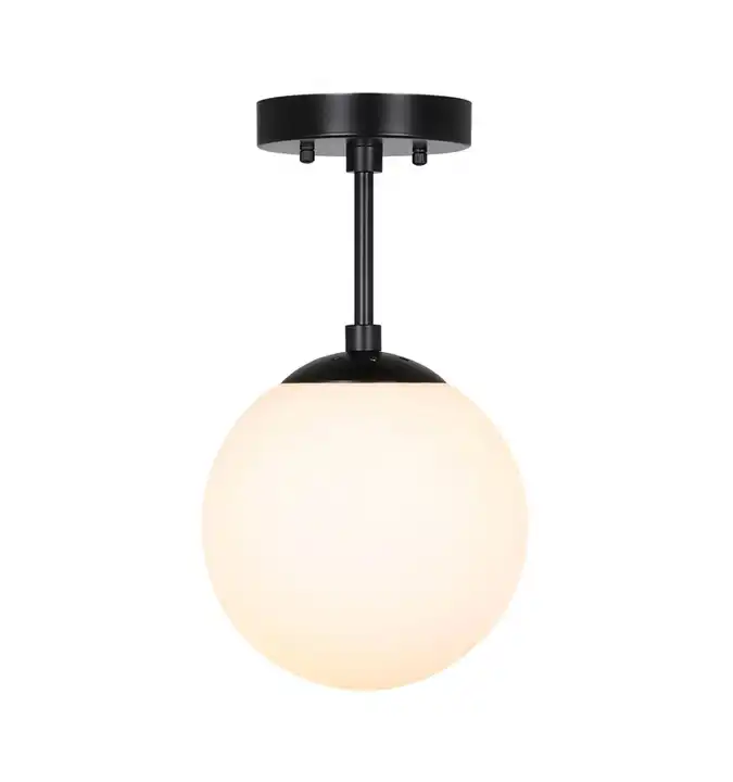 1 Light Globe Ceiling Light Matte Black Finish Indoor Semi Flush Mount Ceiling Light for Home Decorate