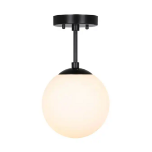 1 Light Globe Ceiling Light Matte Black Finish Indoor Semi Flush Mount Ceiling Light for Home Decorate