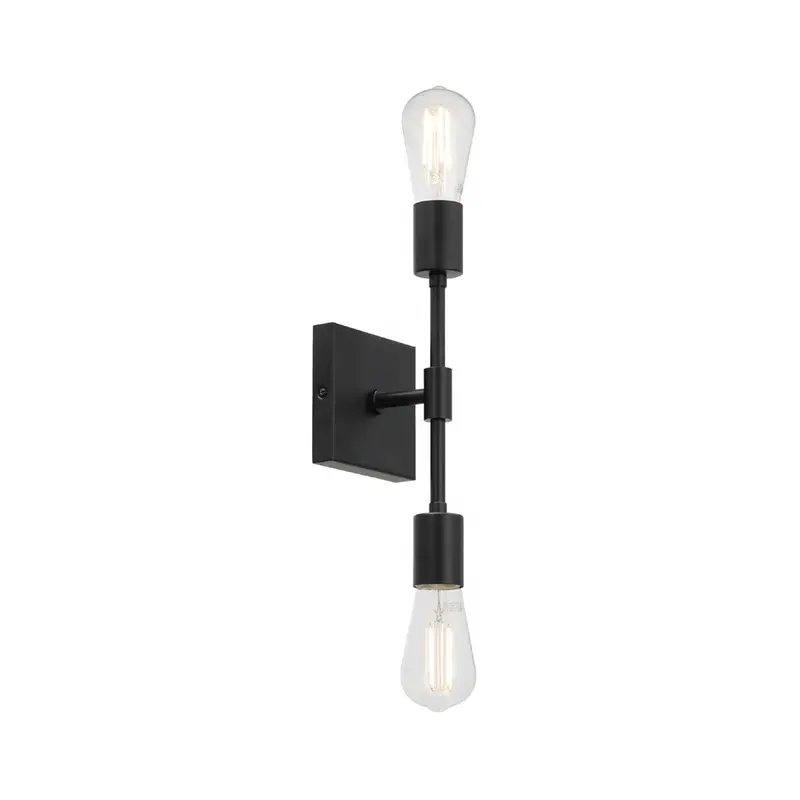 2 Light Bathroom Vanity Wall Lamp Black Bedroom Kitchen Wall Sconce Light with LED Bulbs