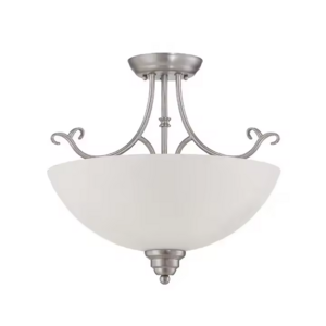 Modern Home Bedroom Close to Ceiling Light 2 Light Glass Bowl Semi Flush Mount Light