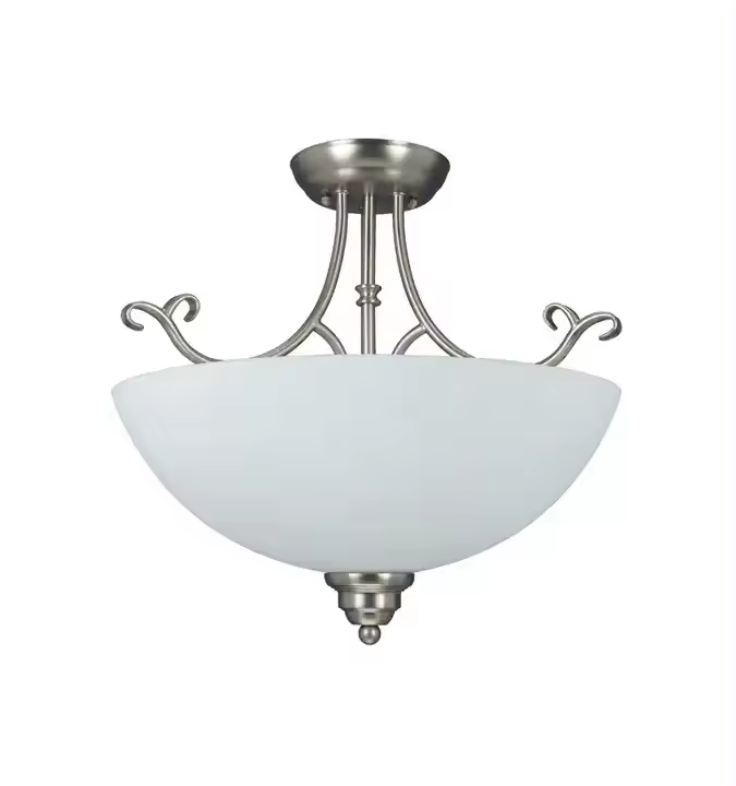 Modern Home Bedroom Close to Ceiling Light 2 Light Glass Bowl Semi Flush Mount Light