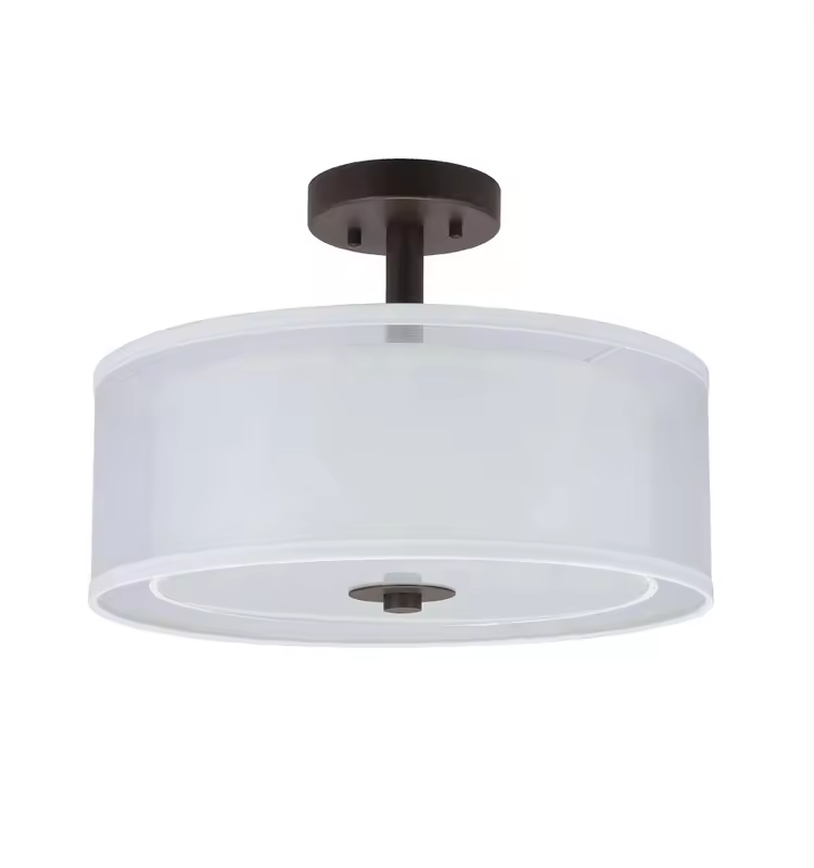 Modern Close to Ceiling Light Bronze Drum Semi Flush Mount Ceiling Light for Living Room & Bedroom