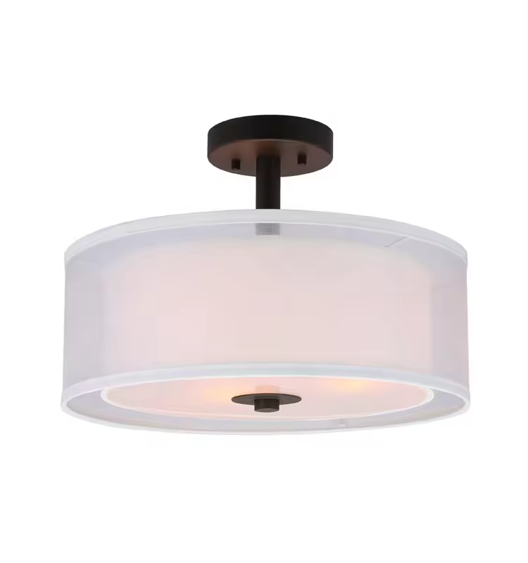 Modern Close to Ceiling Light Bronze Drum Semi Flush Mount Ceiling Light for Living Room & Bedroom