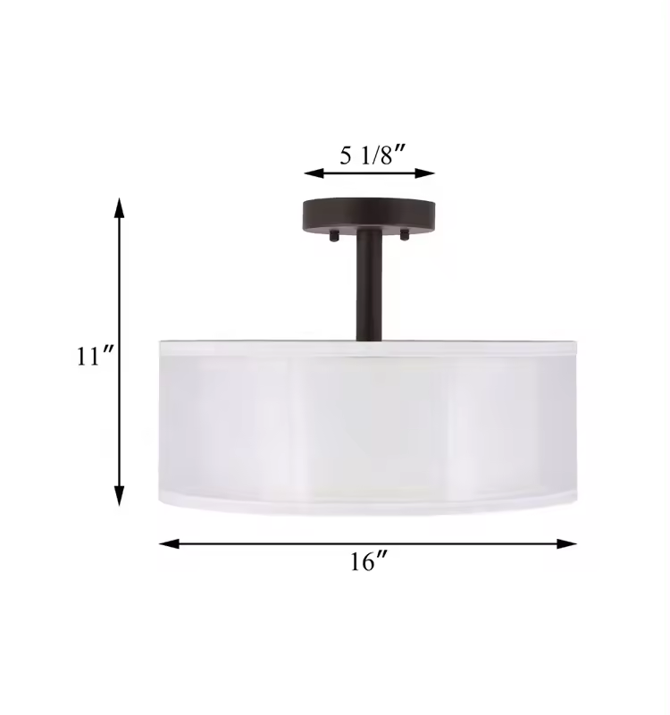 Modern Close to Ceiling Light Bronze Drum Semi Flush Mount Ceiling Light for Living Room & Bedroom