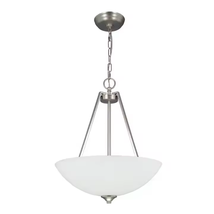 Contemporary Chandeliers Adjustable Chain 5 Light White Glass Satin Nickel Modern Light Fixtures Ceiling Hanging for Dining Room