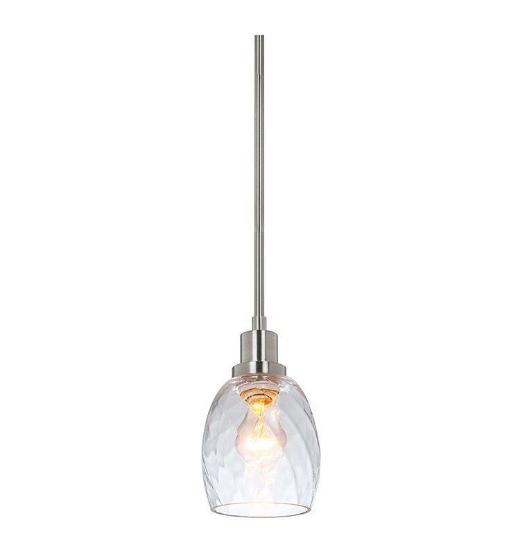 Factory Round Brushed Nickel Modern Chandelier Clear Glass Mini Pendant Light Ceiling Fixture