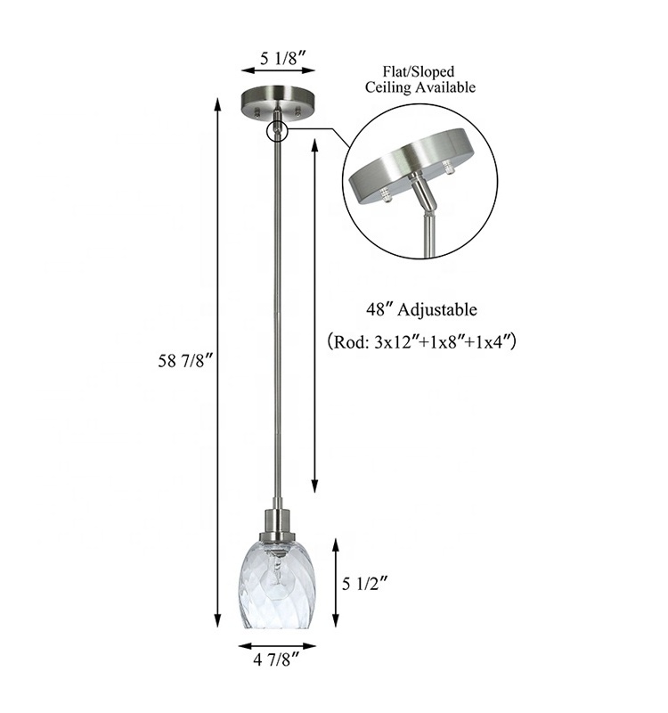 Factory Round Brushed Nickel Modern Chandelier Clear Glass Mini Pendant Light Ceiling Fixture