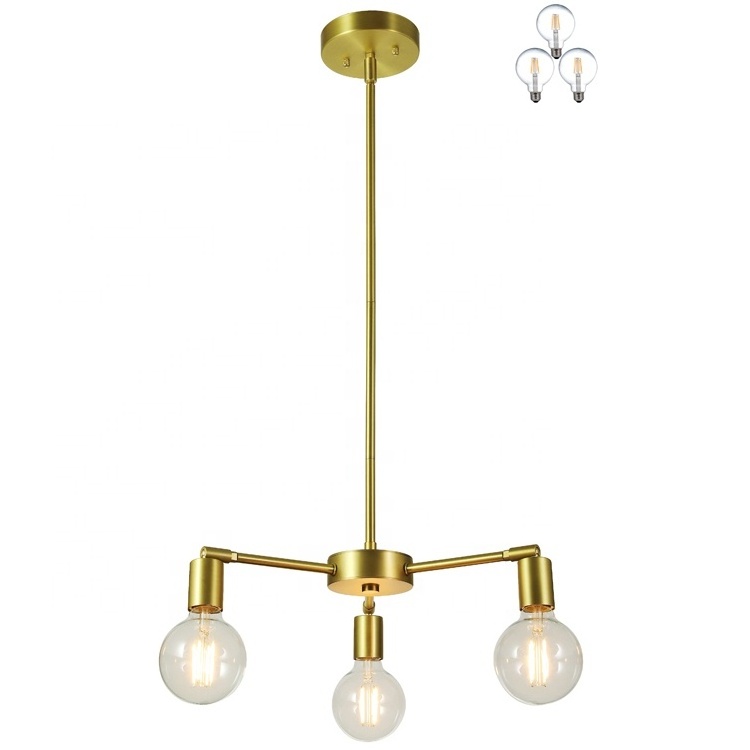 Brass Hanging Ceiling Light Adjustable Pendant Chandelier Lights Fixture for Kitchen Living & Dining Room