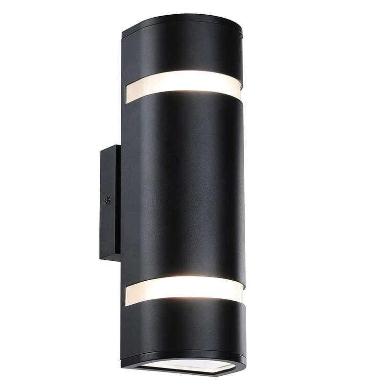 Modern Black Exterior Water Proof Wall Mount Light Aluminum Wall Sconce 2 Light Outdoor Wall Light