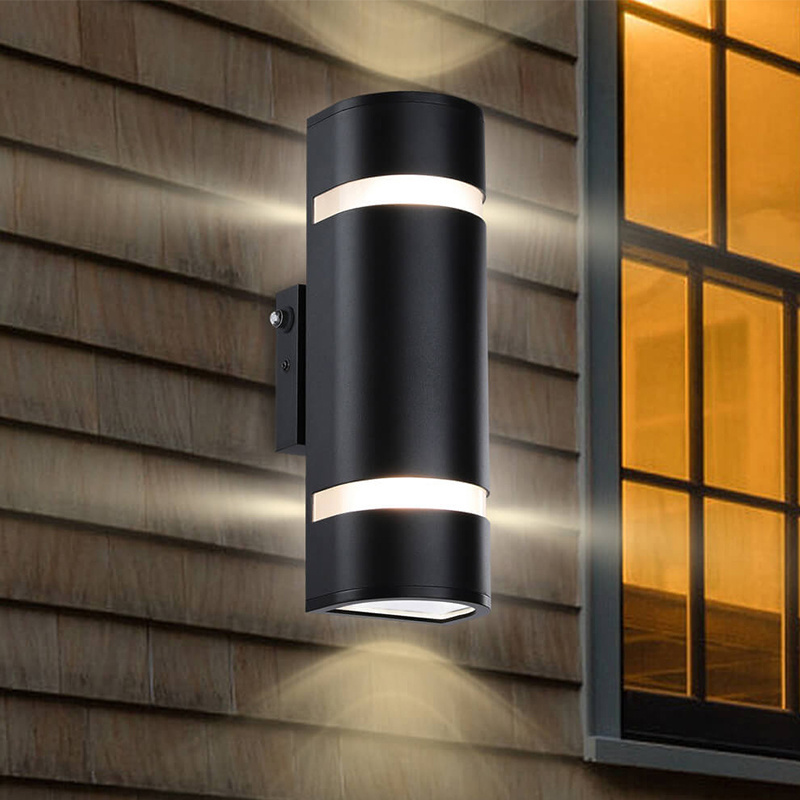 Modern Black Exterior Water Proof Wall Mount Light Aluminum Wall Sconce 2 Light Outdoor Wall Light