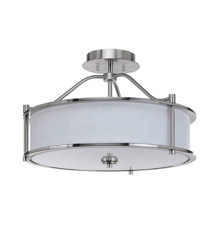 Factory Hot Sell 3 Light Semi Flush Mount Drum Close to Ceiling Light for Living Room & Bedroom