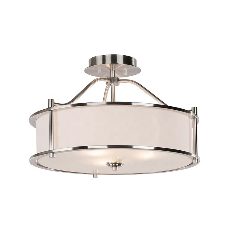 Factory Hot Sell 3 Light Semi Flush Mount Drum Close to Ceiling Light for Living Room & Bedroom