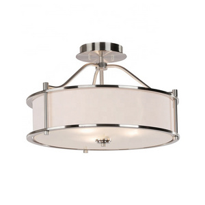 Factory Hot Sell 3 Light Semi Flush Mount Drum Close to Ceiling Light for Living Room & Bedroom