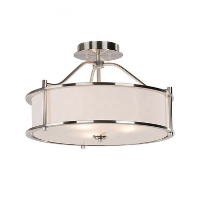 Factory Hot Sell 3 Light Semi Flush Mount Drum Close to Ceiling Light for Living Room & Bedroom