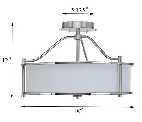 Factory Hot Sell 3 Light Semi Flush Mount Drum Close to Ceiling Light for Living Room & Bedroom