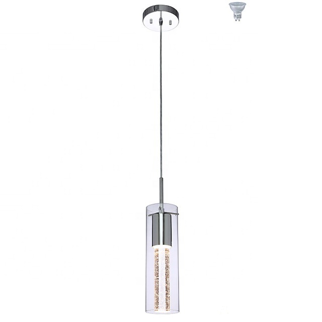 Modern Chandelier Pendant Light with Glass and Bubble Crystal LED Bulb Kitchen Island Lighting Pendant Hanging