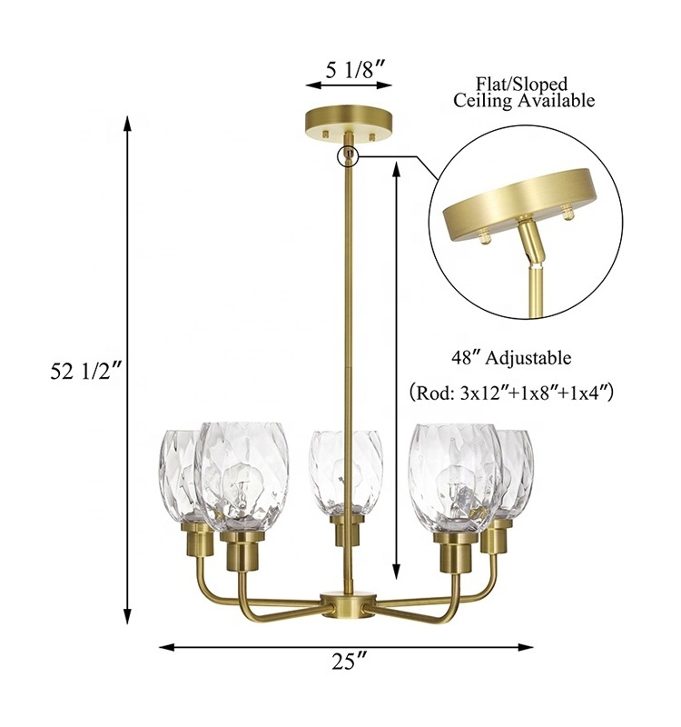 Best Price Decorative Modern Led Chandelier Remote Control Simple Dining Room Foyer Clear Glass E26 Chandelier Pendant Light