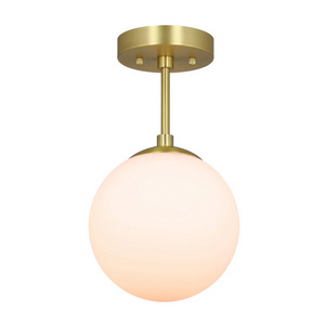 Globe Close to Ceiling Light Modern Brass Semi Flush Mount Light for Bedroom Entry Living Room