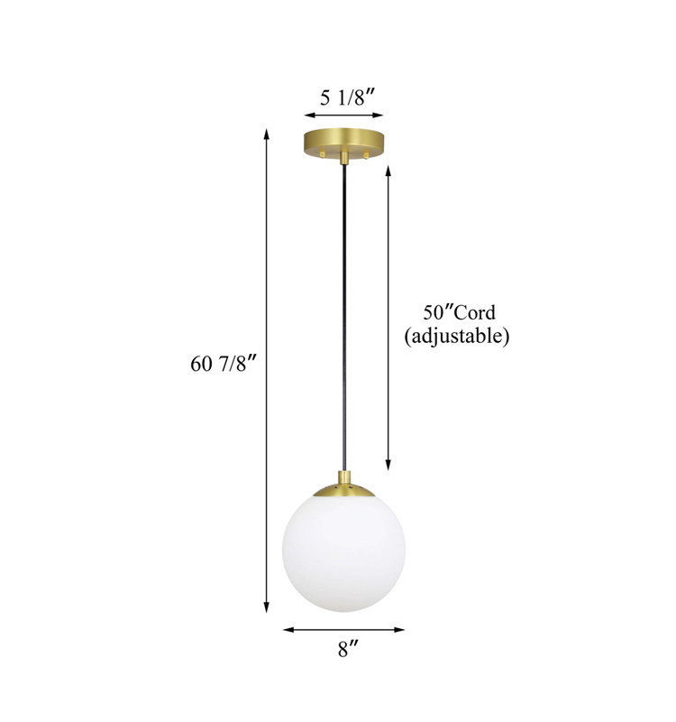 Modern 1 Light Hanging Ceiling Pendant Light, Indoor Brass Adjustable Globe Kitchen Pendant Lighting