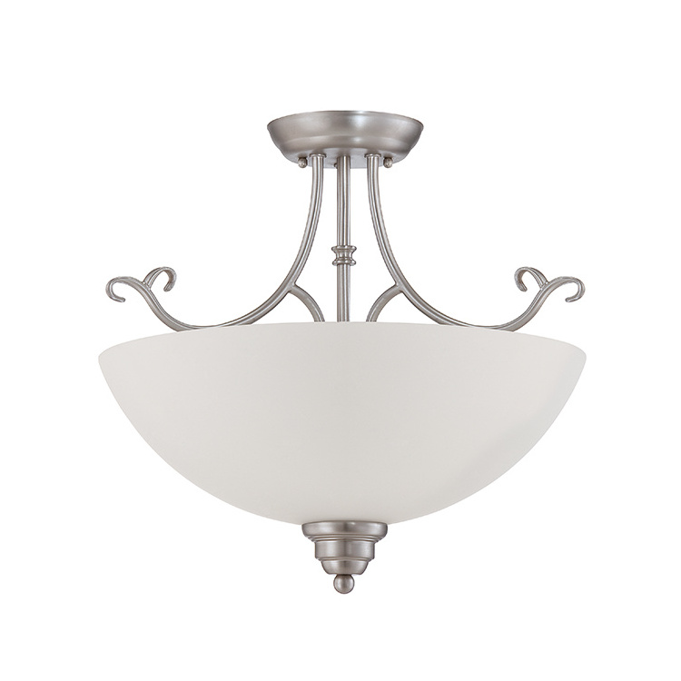 Home Bedroom Glass Close to Ceiling Light Decorative Bowl Semi Flush Mount Light