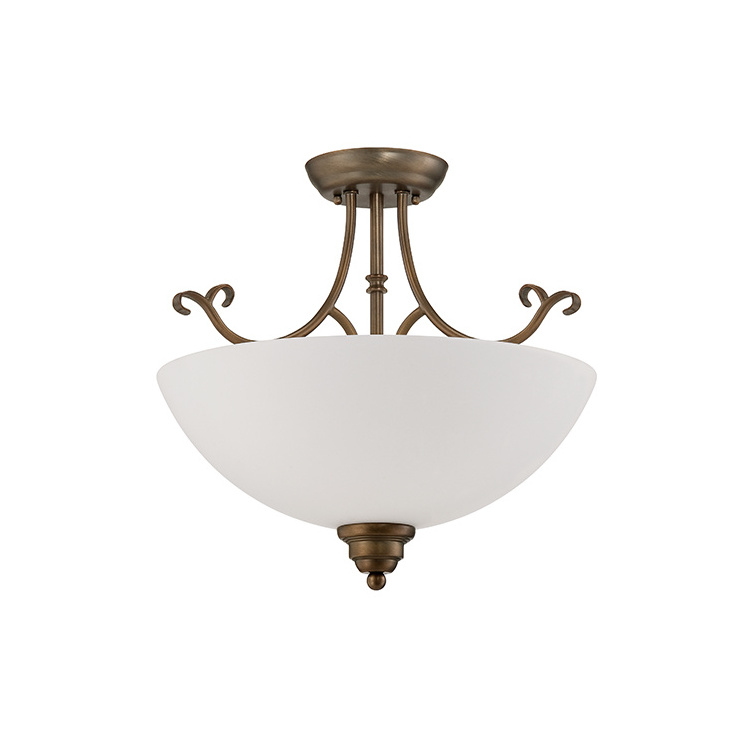 Home Bedroom Glass Close to Ceiling Light Decorative Bowl Semi Flush Mount Light