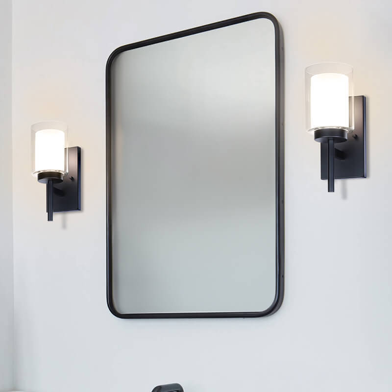 Classic Indoor Black Vanity Sconce Light Glass Single Wall Lamp for Bathroom Living Room