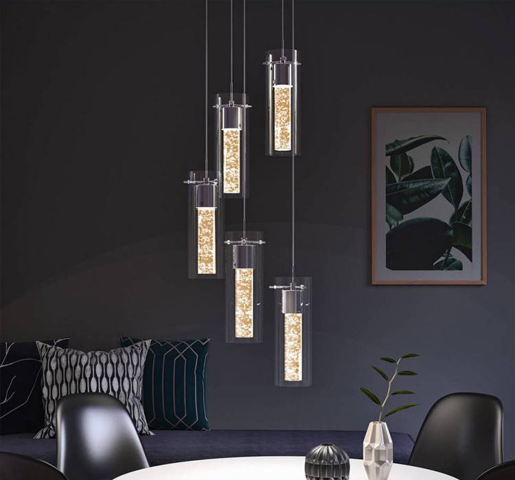 Modern Chandelier 5 Lights Cluster Bubble Crystal Kitchen Island Chandelier Pendant Light