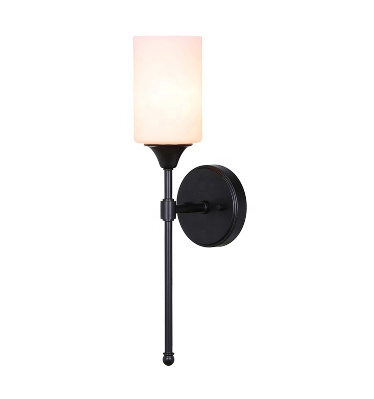 Black Wall Light Glass Bath Vanity Sconce Bedroom Wall Sconce Lamp for Bathroom Kitchen Living Room