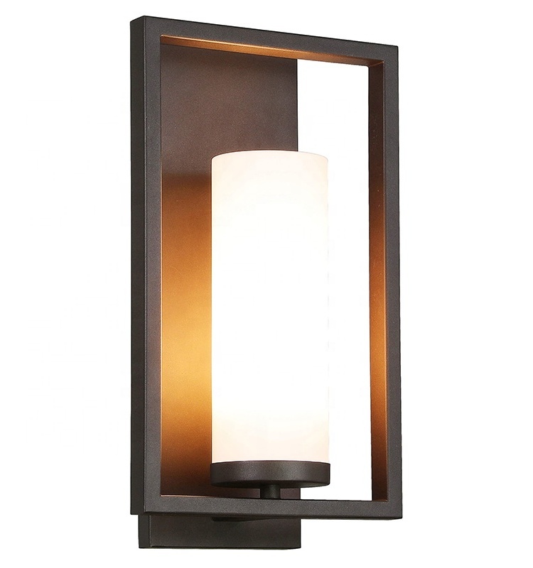 Dark Bronze Sconce Wall Lamp Single Light White Acrylic Shade Wall Light Fixtures For Home Decorative