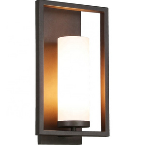 Dark Bronze Sconce Wall Lamp Single Light White Acrylic Shade Wall Light Fixtures For Home Decorative