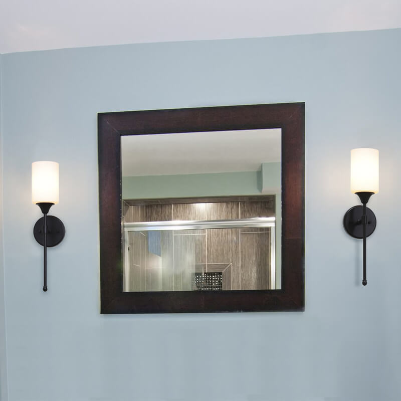 Black Wall Light Glass Bath Vanity Sconce Bedroom Wall Sconce Lamp for Bathroom Kitchen Living Room