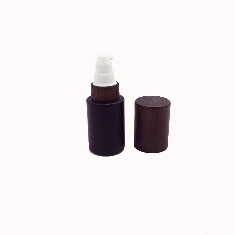 Black walnut wood products solid wood lotion pump cream cover 30g 50g 60ml 120ml frosted glass bottle