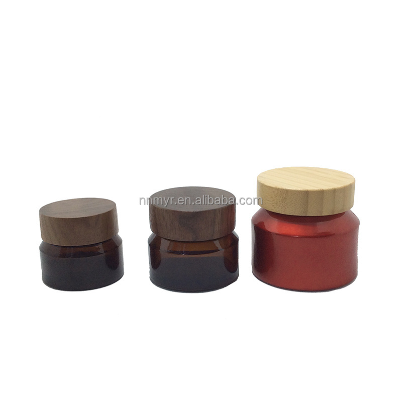 Eco Friendly Wooden & Bamboo Skin Care Packaging 30ml 50ml 100ml Glass Frosted Pump Serum Bottle Cosmetic Containers