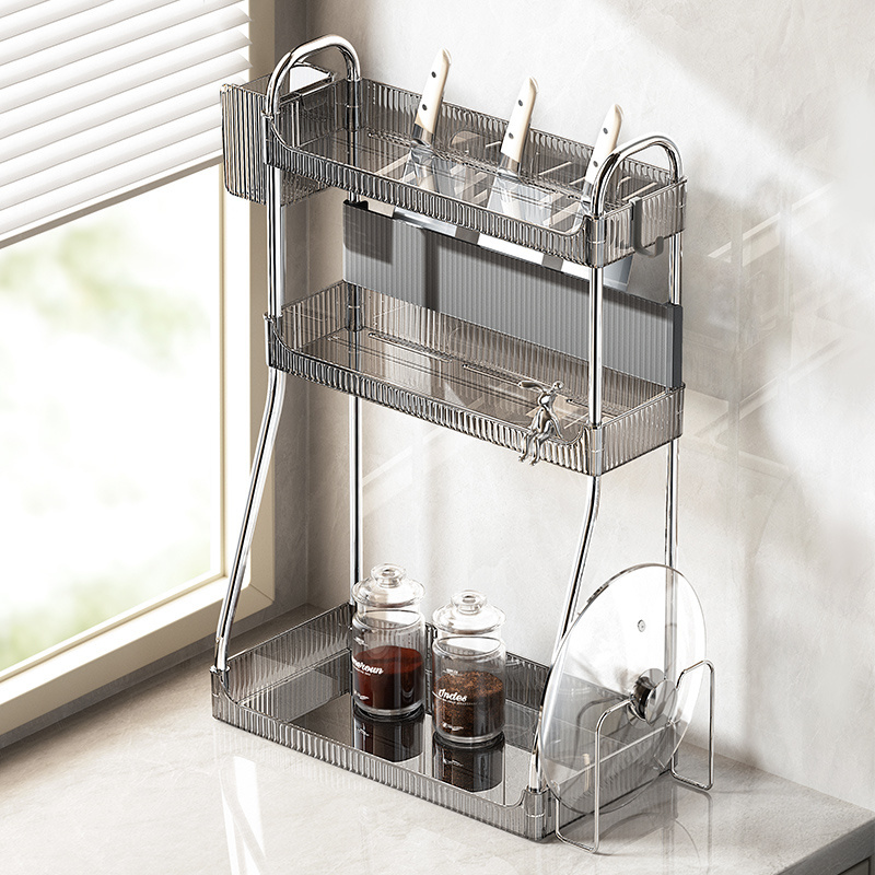 Custom Double Layer Metal Wire Accessory Dish Plate Drying Rack Shelf Storage Organizer Sink Drainer for Kitchen Cabinet