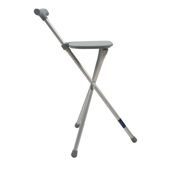 low Price Outdoor Multifunctional Walking Stool Elderly Aluminum Seat Easy Fold Foldable Stick Cane Folding Chair