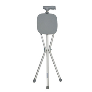 low Price Outdoor Multifunctional Walking Stool Elderly Aluminum Seat Easy Fold Foldable Stick Cane Folding Chair