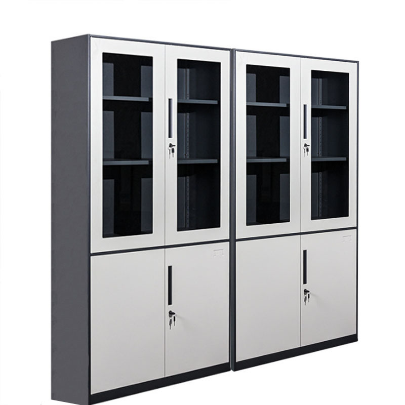 New Design metal cabinet with drawers swing glass door Steel Cupboard metal office cabinet with locks Filing Cabinet