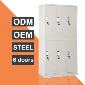 Hot Sale Wholesale lockers metal steel 6 doors metal locker cabinet lockers for gym school