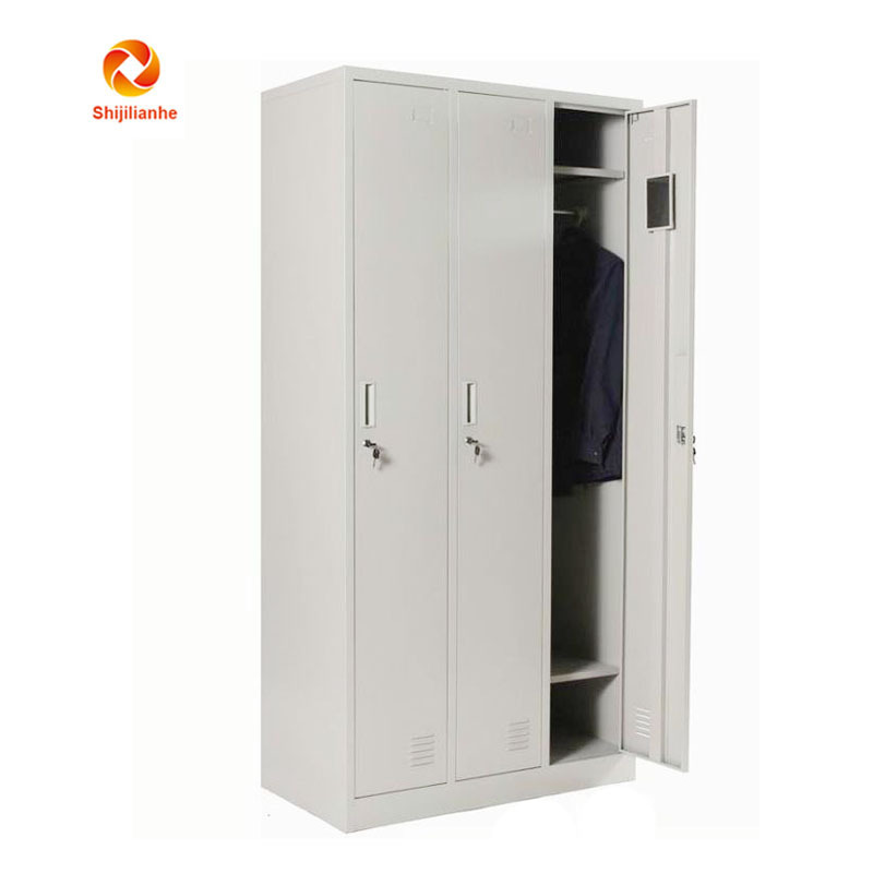 steel locker 3 doors metal wardrobe for clothing metal cabinet with lock staff and worker clothes metal locker