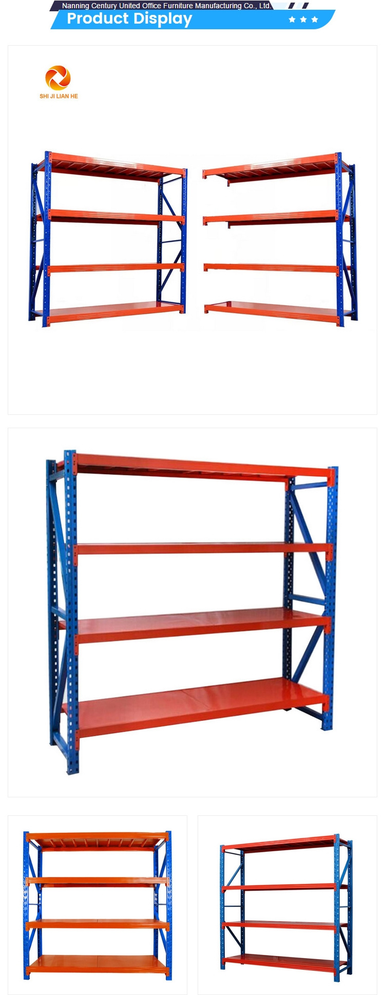 Metal heavy duty racking 4 level boltless storage rack Warehouse storage shelves Stacking Racks metal Industrial Rack