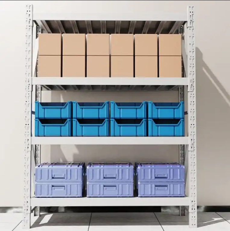 Long Span 4 Layers Warehouse Storage Systems Medium Duty Steel Commercial Racking Shelves For Warehouse Industrial Used