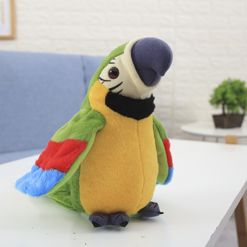 2022 Hot Sale Speaking Voice Recorder Children Educational Electronic Simulation Animals Plush Soft Parrot Repeat Talking Toy