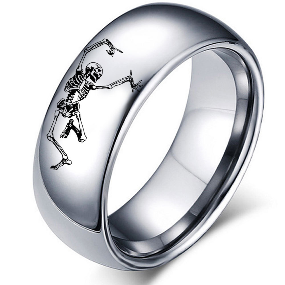 punk style titanium steel ring dancing skeleton couple ring for men and women