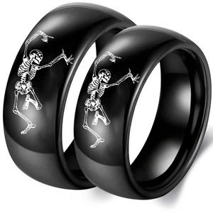 punk style titanium steel ring dancing skeleton couple ring for men and women